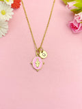 Gold Virgin Mary Pink Pendant Necklace, Religious Faith Jewelry Gift for Her, N7167P