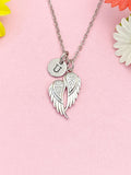 Guardian Angel Necklace, Silver Angel Wing Pendant Jewelry, N7173