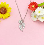 Guardian Angel Necklace, Silver Angel Wing Pendant Jewelry, N7173
