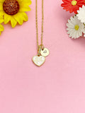 Gold Fe Faith Heart Pendant Necklace, Real 18K Plated Brass Cable Chain, N7174