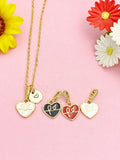 Gold Fe Faith Heart Pendant Necklace, Real 18K Plated Brass Cable Chain, N7174
