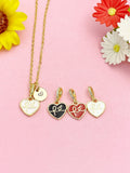 Gold Fe Faith Heart Pendant Necklace, Real 18K Plated Brass Cable Chain, N7174