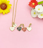 Gold Fe Faith Heart Pendant Necklace, Real 18K Plated Brass Cable Chain, N7174