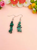 Natural Malachite Chip Earrings, N7097