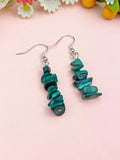 Natural Malachite Chip Earrings, N7097