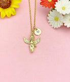 Angel Necklace, Gold Angel Pendant Jewelry Protection Gift, N7184