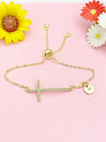 Cross Bracelet, Gold Dainty Cross Charm Jewelry Gift, N7190