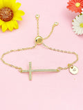 Cross Bracelet, Gold Dainty Cross Charm Jewelry Gift, N7190