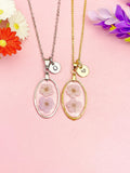 Silver or Gold Purple Press Flower Charm Necklace, N7191