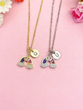 Silver or Gold Rainbow Cubic Zirconia Pendant Necklace – Colorful Dainty Gift Jewelry, N6835M