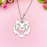 Large Tiger Pendant Necklace, Bold Animal Charm Gift Jewelry, N7111
