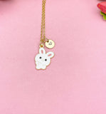 Gold Plated Brass Rabbit Pendant Necklace, Whimsical Animal Charm Jewelry