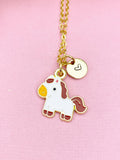 Gold Horse Pendant Necklace, Farm Animal Jewelry, N7116