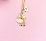 Gold Cow Pendant Necklace, Farm Animal Jewelry Gift, N7117