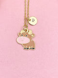 Gold Cow Pendant Necklace, Farm Animal Jewelry Gift, N7117