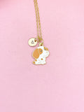 Gold Dog Pendant Necklace, Enamel Puppy Charm, Dog Lover Gift
