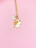 Gold Dog Pendant Necklace, Enamel Puppy Charm, Dog Lover Gift