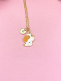 Gold Dog Pendant Necklace, Enamel Puppy Charm, Dog Lover Gift