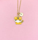 Gold Tiger Pendant Necklace, Dainty Animal Charm, 18K Plated Brass/Steel Chain