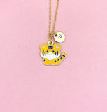 Gold Tiger Pendant Necklace, Dainty Animal Charm, 18K Plated Brass/Steel Chain