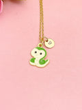 Gold Snake Pendant Necklace, Tiny Animal Charm Jewelry, Gift Bag Included