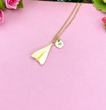 Paper Airplane Necklace, Travel Charm Jewelry Gift, N7144