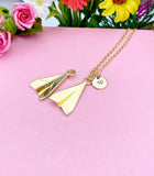 Paper Airplane Necklace, Travel Charm Jewelry Gift, N7144