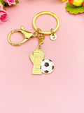 Soccer with Gloves Keychain, Goalkeeper Gift, Sports Charm for Players and Coaches, N7146