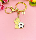 Soccer with Gloves Keychain, Goalkeeper Gift, Sports Charm for Players and Coaches, N7146