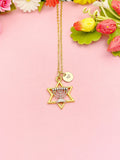 Menorah Star of David Necklace, Gold Faith Pendant Jewelry Gift, N7148