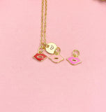 18K Gold Plated Tiny Lip Necklace, N7149