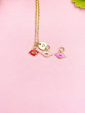 18K Gold Plated Tiny Lip Necklace, N7149