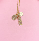 Coffee and Coffee Bean Necklace, Gold Coffee Lover Charm Jewelry Gift, N7151