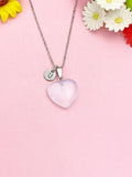 Opalite Heart Necklace, Synthetic Gemstone Pendant Jewelry Gift, N7156