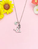 Silver Cat Stretching Post Charm Necklace, N777
