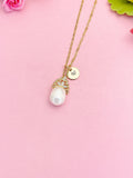 Freshwater Pearl Crown Necklace with CZ Peg Bail, Bride Jewelry Gift, N7159