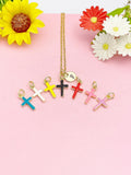 Cross Necklace, Gold Enamel Cross Pendant Jewelry Gift, N7191