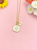 Gold Enamel Helm Pendant Necklace, Nautical Wheel Jewelry Gift, N7195
