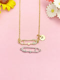 Gold Safety Pin Pendant Necklace, Dainty Jewelry Gift, N7197