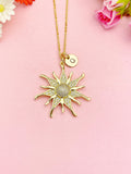 Sun Neckalce, Gold Sunburst Pendant Jewelry Gift, N7166
