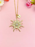 Sun Neckalce, Gold Sunburst Pendant Jewelry Gift, N7166
