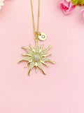 Sun Neckalce, Gold Sunburst Pendant Jewelry Gift, N7166