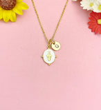 Virgin Mary Pendant Necklace, Religious Faith Jewelry Gift for Her, N7167