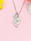Guardian Angel Necklace, Silver Angel Wing Pendant Jewelry, N7173