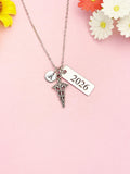 Silver Caduceus Charm Necklace, Graduation Year Gift, N4965Y