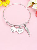 Golf Green Heart Dad Angel Wing Charm Bracelet, D539D