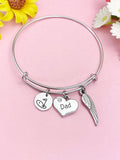 Golf Green Heart Dad Angel Wing Charm Bracelet, D539D