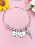 Golf Green Heart Dad Angel Wing Charm Bracelet, D539D