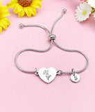 Sweet Pea Flower Heart Charm Silver or Gold Bracelet – Dainty Floral Gift Jewelry, N634S