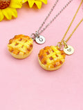 Pie Necklace, Gold Apple Pie Pendant Foodie Jewelry Gift, N7198
